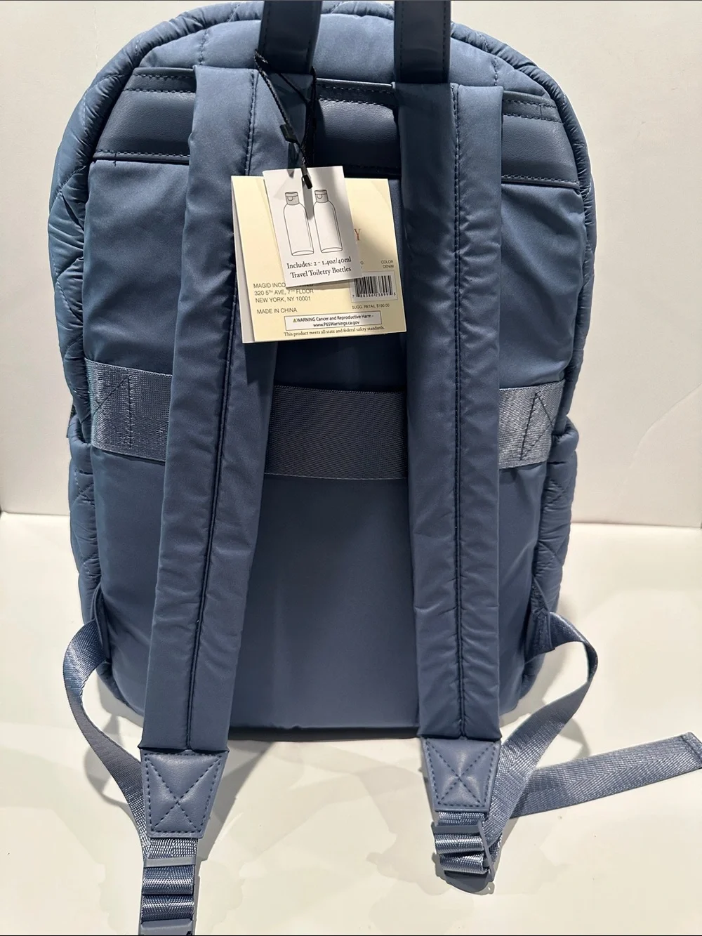 NWT Ellen Tracy The Melanie 18” Diamond Quilted Nylon Workbook Travel Backpack.